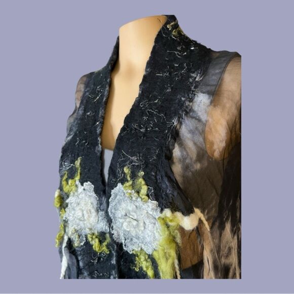 Nuno Felted Tie-Dye Shawl with Raw Edges – Handmade NWOT - Picture 2 of 7